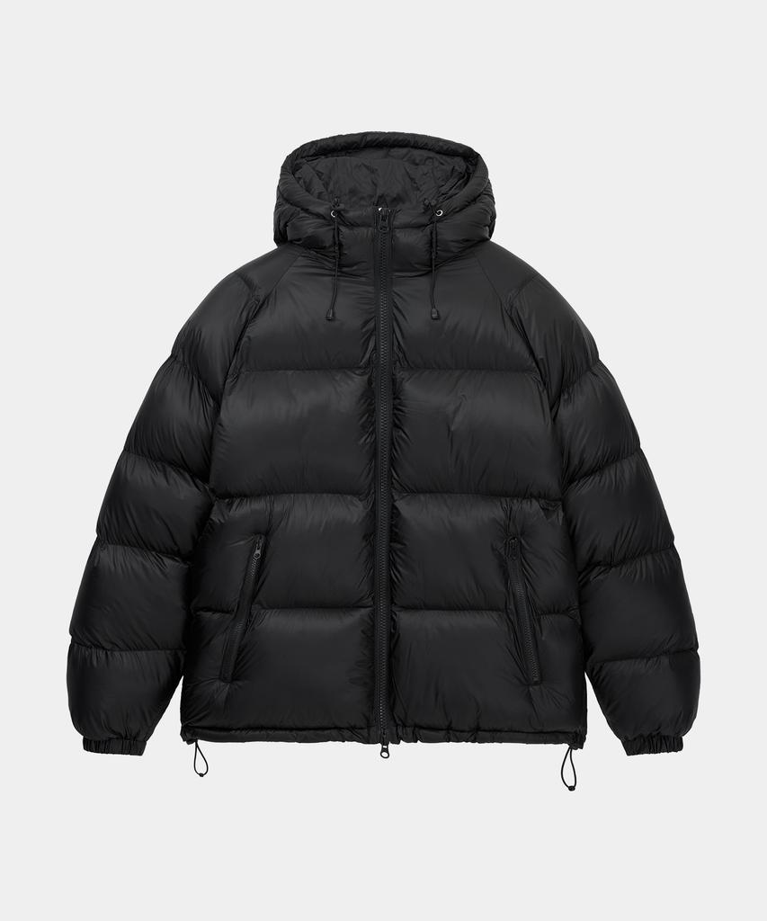 Lettercomo D-Shell Cross Hooded Puffer Jacket Black