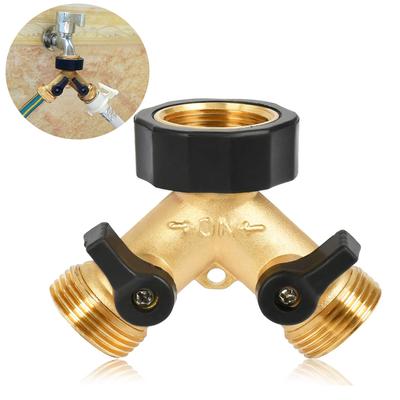 Hose Splitter Multi-Tap Connector 2 Way Garden Water Hose Adaptor Y-Way Distributor Faucet Splitter Independent Flow Valve