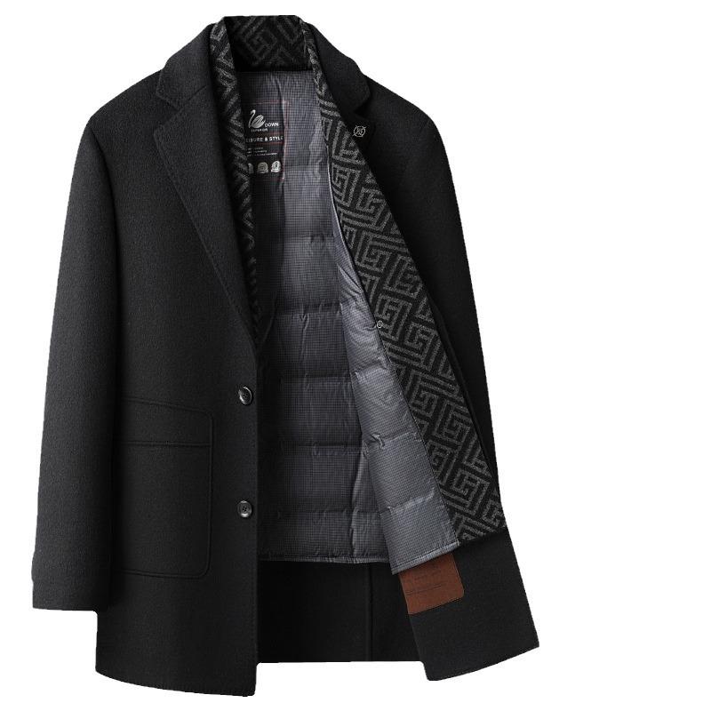 

Осенне-зимнее двухстороннее шерстяное пальто. Мужские средние и длинные пальто. Можно снять подкладку и носить два шерстяных пальто. 195 чёрный