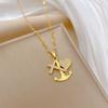 Anchor Cross Light Luxury Temperament Gorgeous Full Diamond Necklace Women'S Versatile Collarbone Chain Titanium Steel Chain