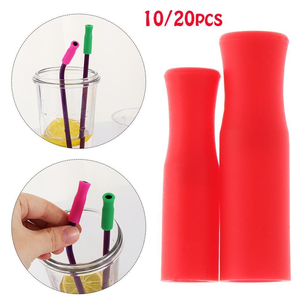 Food Grade Reusable Tip Stainless Steel Straw Sleeve Straws Cap Drinking Straw Silicone Cover