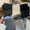 Polka Dot Socks Women'S Mid-Tube Socks Trendy Wool Versatile Lace Socks Warm Vertical Strips Stacked Socks