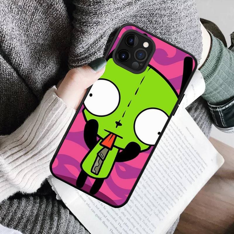 YNDFCNB Invader Zim-Telefonhülle für iPhone 11 12 13 Mini Pro Max 8 7 6 6S Plus X 5 SE 2020 XR XS Funda-Hülle