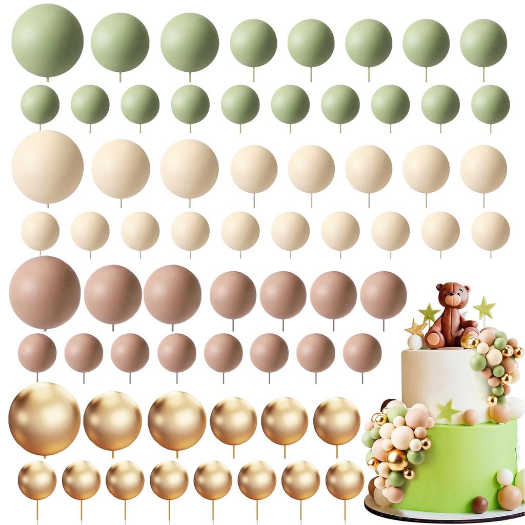 72Pcs Mini Foam Balloons Balls Cake Topper for Christmas Birthday Party Baby Shower Wedding Anniversary Cake Decoration