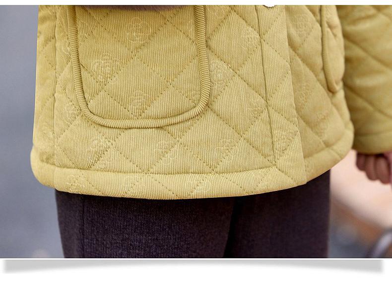 New Style Velvet-Lined Autumn/Winter Cotton Jacket for Middle-Aged Women (40s-50s)