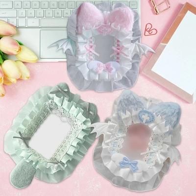 DIY Plüsch Spitze Pokerkartenhalter Kpop Fotokartenhülle Schleifenbogen Lolita Süß Toploader Anime Itabag Ornament Ausweishalter