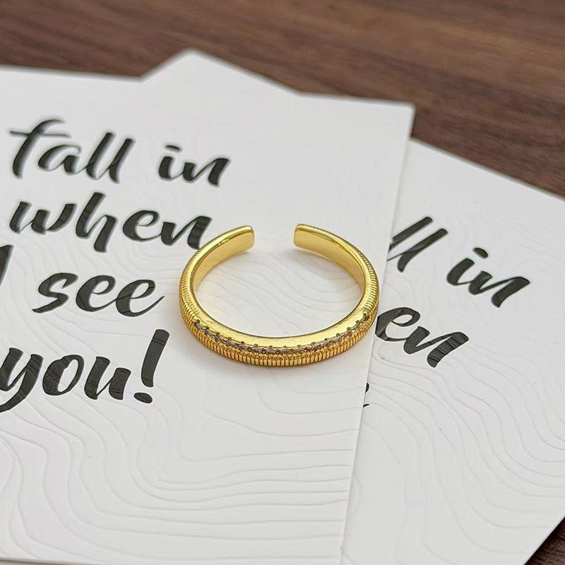 Medieval Vintage Simple Plain Ring Narrow Version French Retro Brushed Ring Irregular Geometric Personality Ring Woman