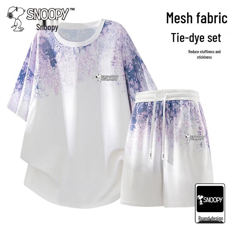 Snoopy Men s Tie-Dye Summer Top & Shorts Set XL