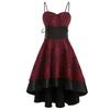 Damen Vintage Gotisches Spitze Abschlussballkleid Spaghettiträger Herz Ausschnitt Korsett Schnürung Hoher Niedriger Saum Ausgestellt A-Linie Abendparty Cocktail Formelles Kleid