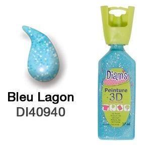 Peinture 3D - Diam's - Bleu Lagon Glacé - 37ml - Texture Relief - Opaque