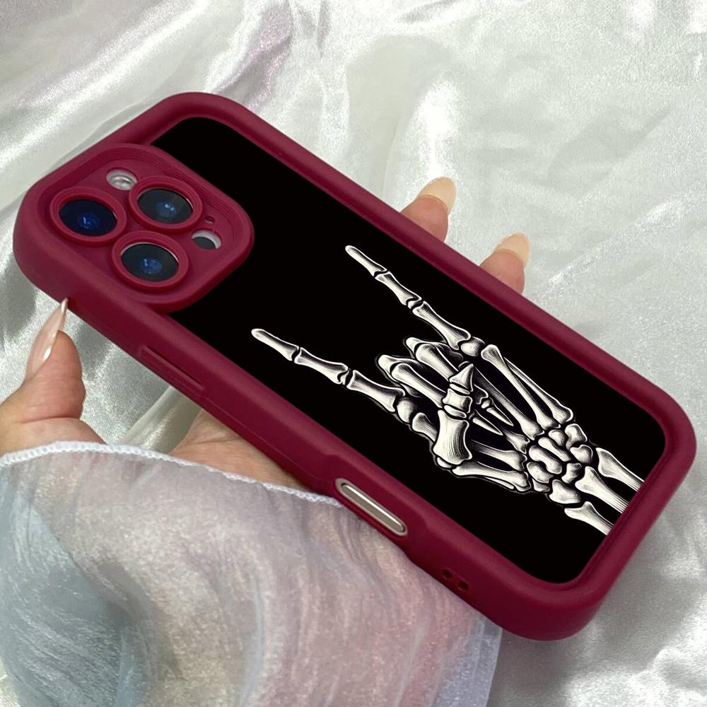 JT475 Skeletové ruce Rock'n'roll pro iPhone 17 16 15 14 13 Pro Max Samsung S26 S25 Ultra A17 A07 A56 A16 Xiaomi 15T Redmi 15c 14C Měkké pouzdro