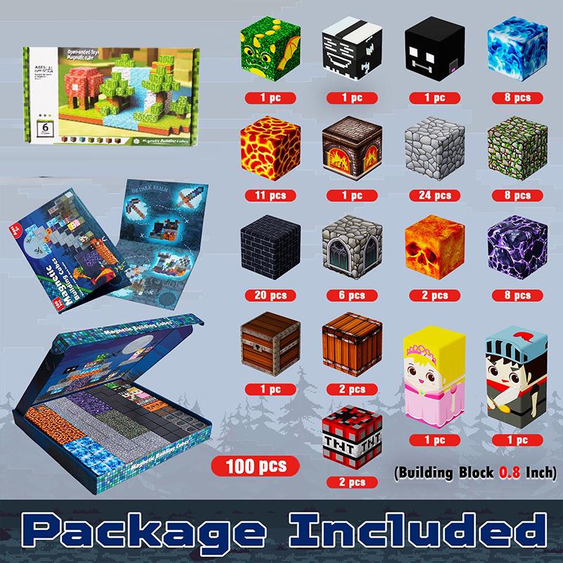 Pink Princess Castle Magnetic Cube Building Blocks - STEM Educational Toy Set