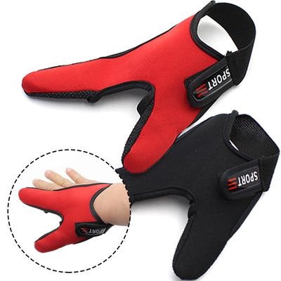 Schwarz/rote rutschfeste Angelhandschuhe für die rechte Hand, zwei Fingerschutz, atmungsaktiver Surfcastiong-Handschuh für Outdoor-Fischwerkzeuge