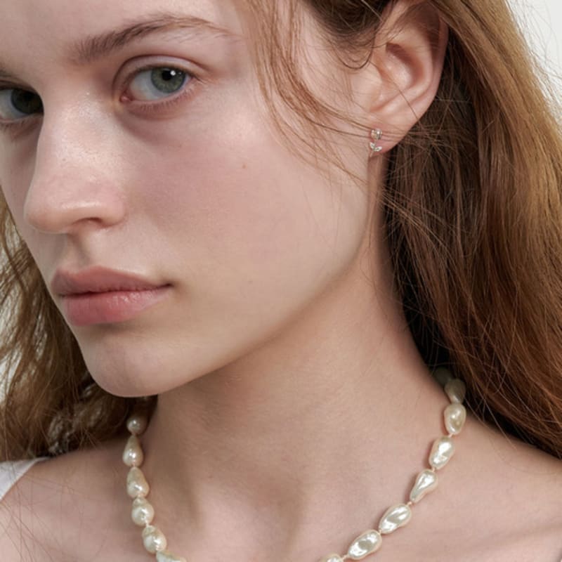 LOVE ME MONSTER Baroque Pearl Sheer Ribbon Necklace (L241MNK010)
