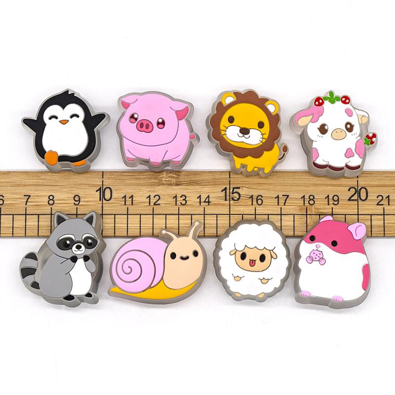 LED Lighted Animals Shoe Charms Pink Hamster Pig Shoe Decorations Pins Women Gifts Dog Cat Penguin Clog Accessories