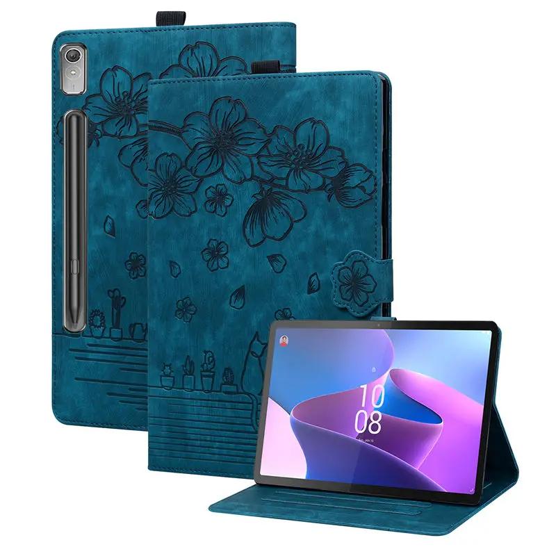 Tablet Case For Funda Lenovo Tab P11 Pro Gen 2 Case TB132FU TB138FC Embossed Flip Stand Cover XiaoXin Pad Pro (2022) 11.2" TPU Back Shell