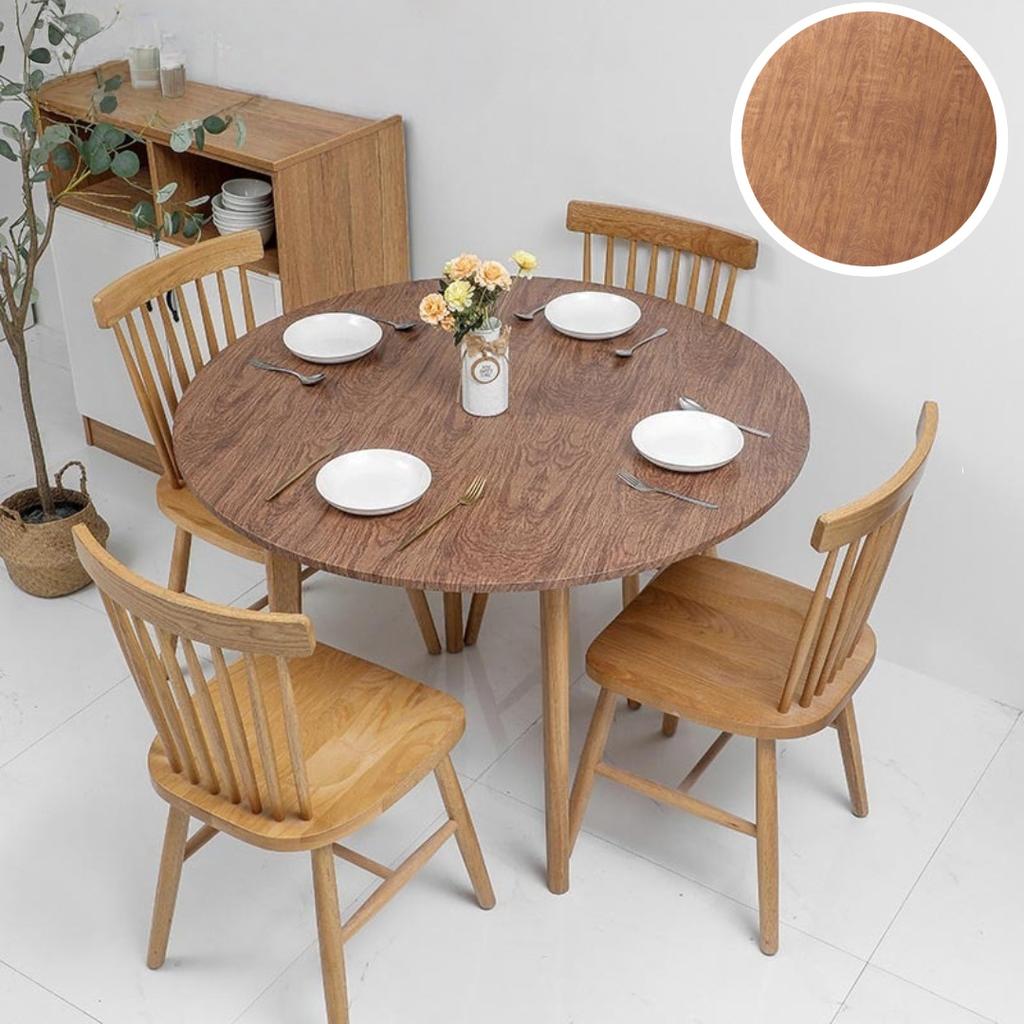 1PC 48inch Round Table Cloth Farmhouse Table Cover Decorative Wood/Woven Texture Desk Cover Tabletop Protection Cloth