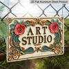 2D Flat 1pc Vintage Art Studio Aluminum Sign, 8X12 Inch Decorative Metal Plaque, Motivational Wall Art for Home, Garden, Bar, Cafe, Farm, Bathroom