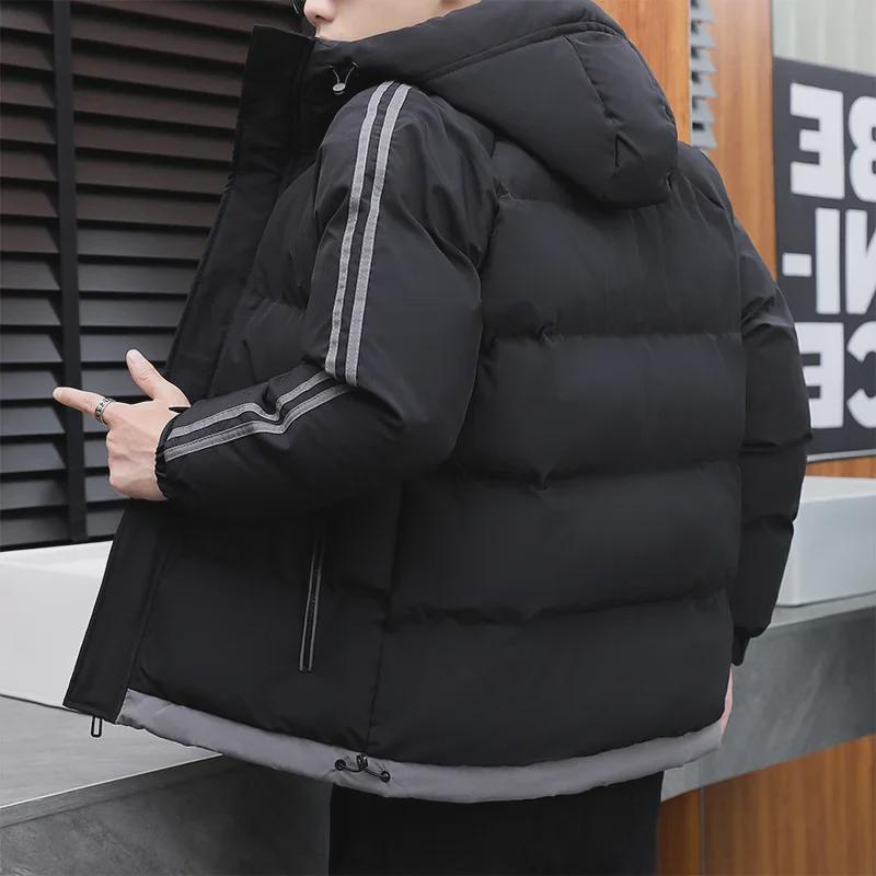 Men's Winter Hooded Cotton-Padded Jacket - Thick, Warm, and Casual Velvet Design.
