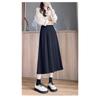 High Chic Gray Skirt Pleated Waist Slimming Midi Length Elegant Long Skirt For Ladies