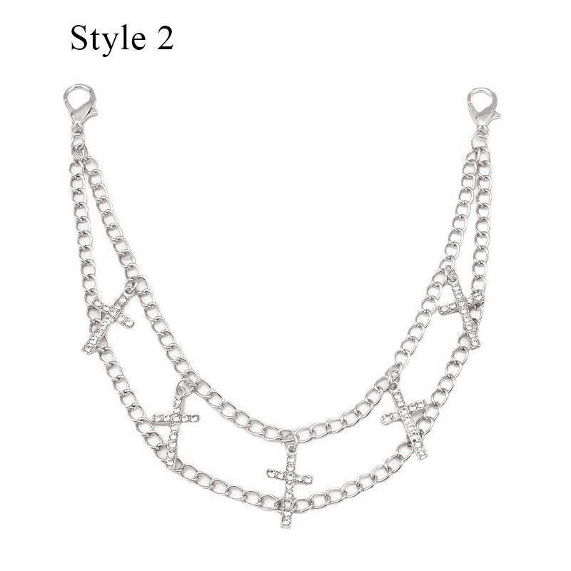 Multi-layer Metal Charms Bag Chain Cross Pendant Backpack Decoration DIY Exquisite Pearl Purse Chain Women Men Bag Accessories