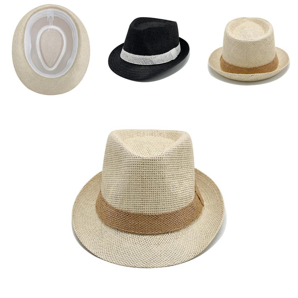British Jazz Style Straw Hat For Men With Wide Brim Sun Protection For Beach And Casual Wear