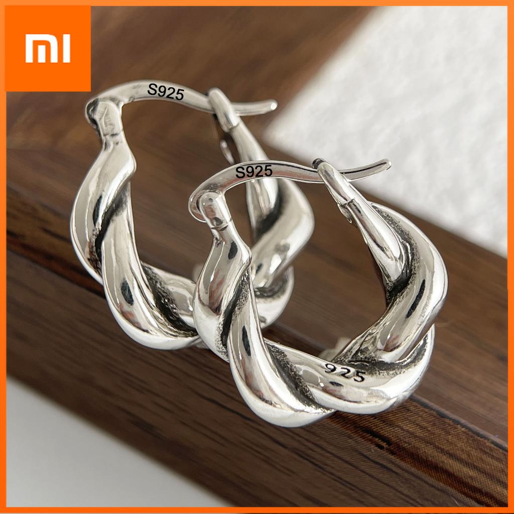 Xiaomi 925 Sterling Silver Earrings For Women Trendy Vintage Twist Earring Jewelry Prevent Allergy Party Accessories Gift