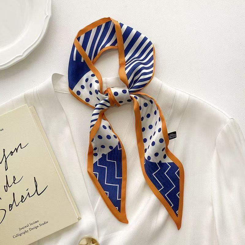 Women's Striped Silk Scarf: Versatile Spring/Summer Neck Accessory & Hair Tie