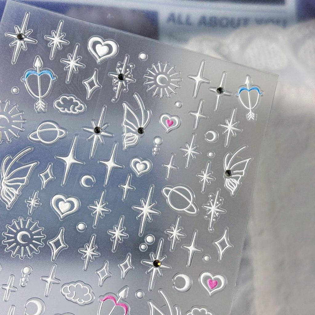 3D Crystal Butterfly & Floral Nail Stickers - Baroque Retro Style