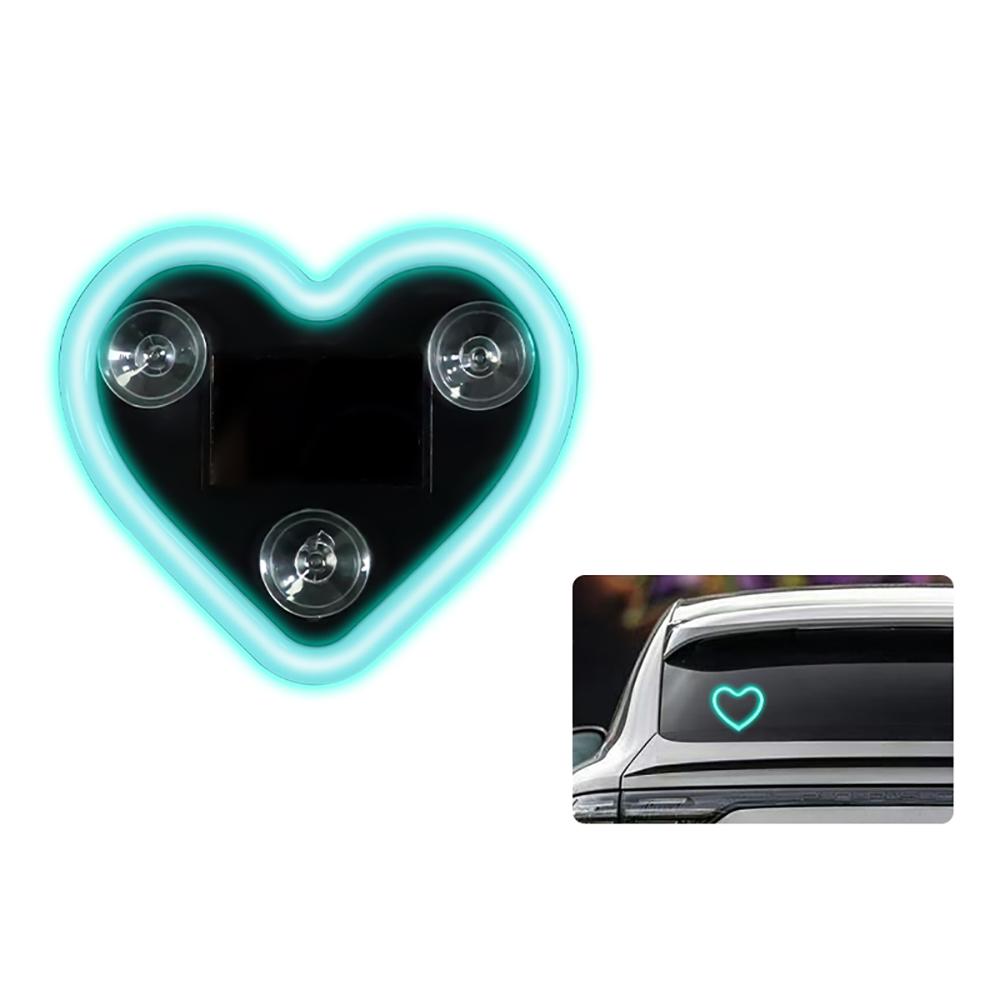 Car LED Ambient Light, Solar Powered Heart Shape Lights, LED Neon Light for Car Back Window Decoration, Night Driving, 5 Mode