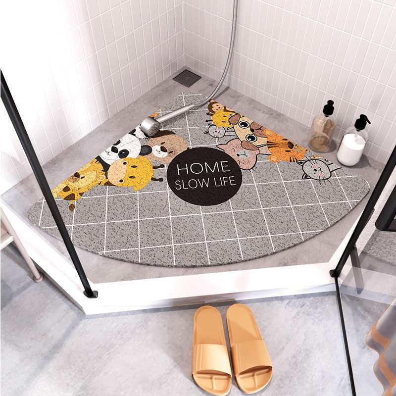 Cartoon Fan-shaped Shower Room Anti-slip Mat Bathroom Floor Mat Bathroom Bath Anti-slip Mat Curved Wire Ring Foot Mat