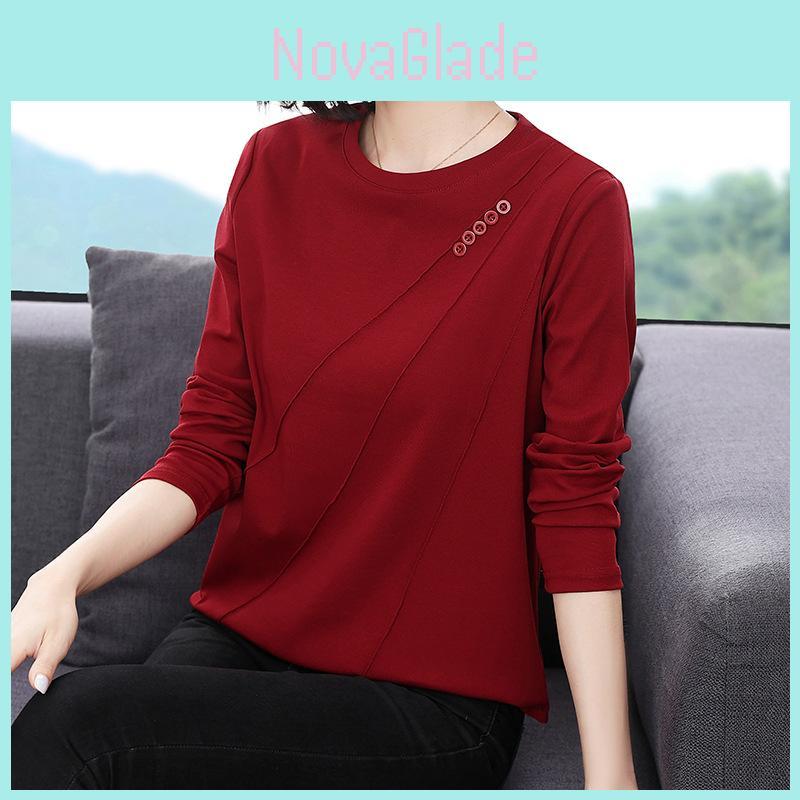 Womens Long Sleeve T Shirt With Polyester Fabric Casual Comfortable For Spring Autumn