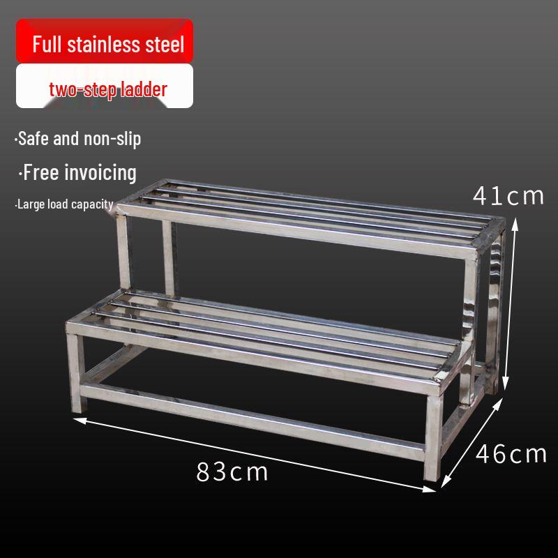Stainless Steel 4-Step Height-Adjustable Ladder Footstool for Household & Hospital Use
