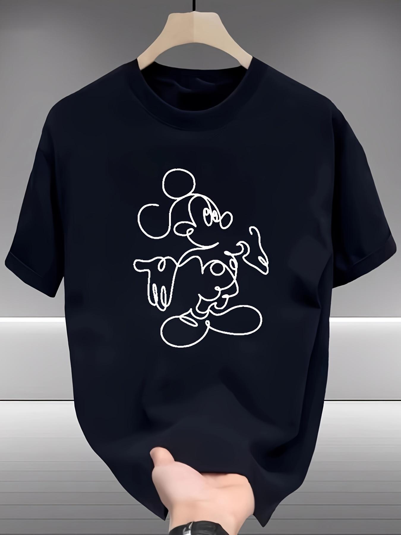 Disney Licensed Mickey Mouse Graphic T-shirt - Black with White Line Art M