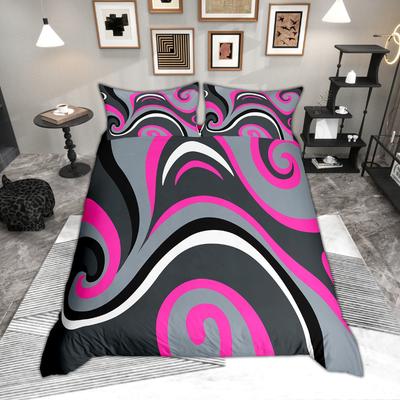 Homewish Contemporary Geometric Duvet Cover Set Modern Abstract Art Quilt Cover Set Aesthetic Swirl Bedding Set