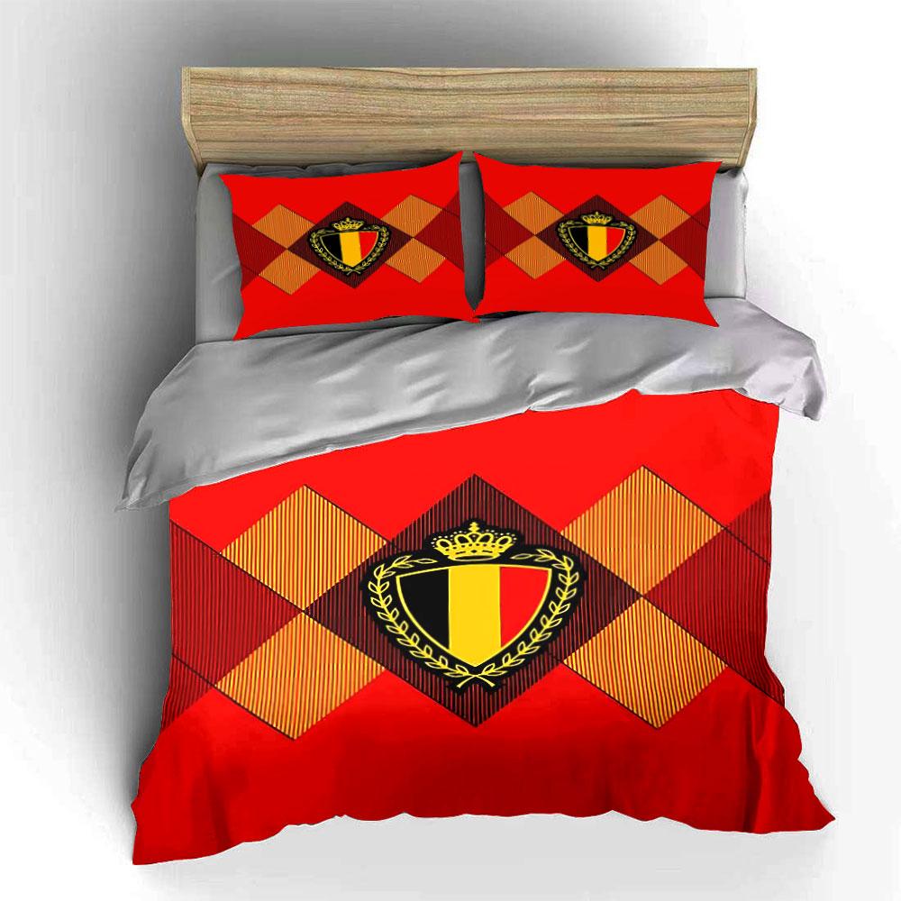 Set Biancheria da Letto Bandiera del Belgio Set Copripiumino Copripiumino Federe (1 * Copripiumino 2 * Federe, senza piumino)