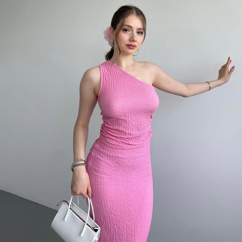 2025 Fall Women's Asymmetrical Neck Sleeveless Bodycon Dress