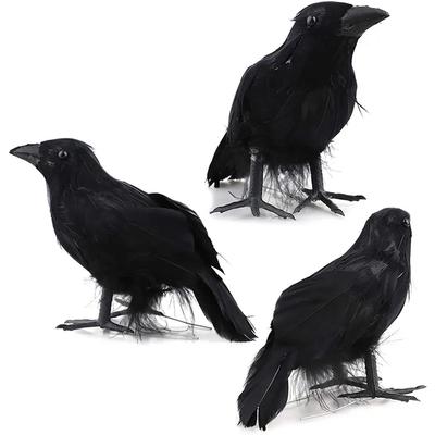 2025 Corbeau Noir Modèle Animal Leurre de Chasse à l'Oiseau Décoration Pour Fête Accessoire Corbeau Fournitures Effrayantes Décorations d'Halloween Pour la Maison
