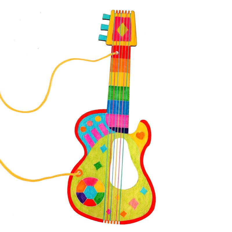Handgefertigte Holz Kinder DIY Malerei Kritzel Gitarre Schmuck und Musikinstrument für den Kindergarten