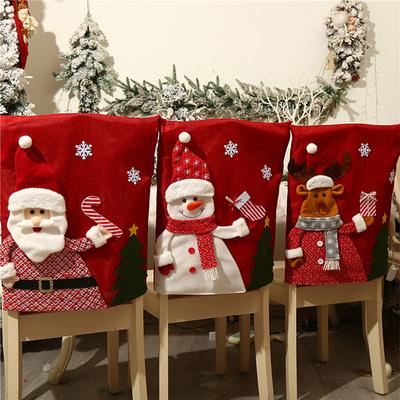 Vánoční potah na židli Večeře Jídelní stůl Santa Claus Sněhulák Červená čepice Ozdoba Potahy na opěradlo židle Vánoční dekorace