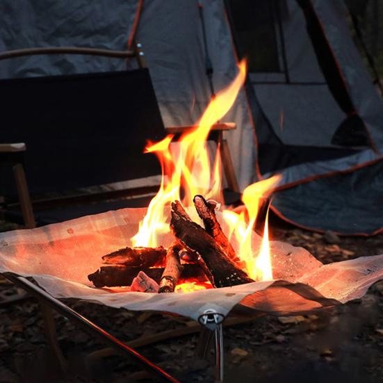 Portable Folding Firepit with Stainless Steel Grill Mesh Easy Setup Collapsible Camping Picnic BBQ Grill Wood Burning Charcoal with Carrying Bag