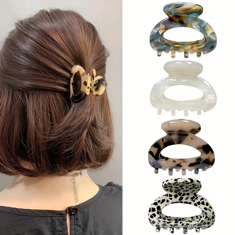 4 elegant small hairpins | Marble-patterned acrylic hairpins, for half-up hairstyle decoration, fashionable hairpins