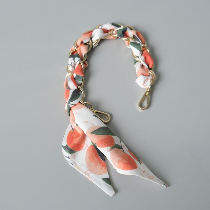 New Fashion Spring Summer Woman Handbag Accessory Part Chains Detachable Replacement Floral Silk Cotton Scarve Strap Women Chain