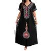 Ethnic Print Long Robe Dress - Middle Eastern Style