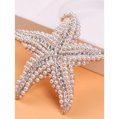 Fashion Special-Interest Design Diamond Starfish Brooch Five-Pointed Star Stylish Coat Overcoat Suit Sweater Clothing Accessories for Women