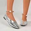 Fashion French Silver Soft Sole Mary Jane One Word Strap Square Toe Single Shoes Temperament Women's Shoes