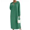 Women's Solid-color Fashionable Long-sleeved Round-neck Dress