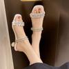 Fashion 2025 Women's European and American Brand Designer Sexy Rhinestone Bow Shaped High Heels Banquet Sandals and Slippers