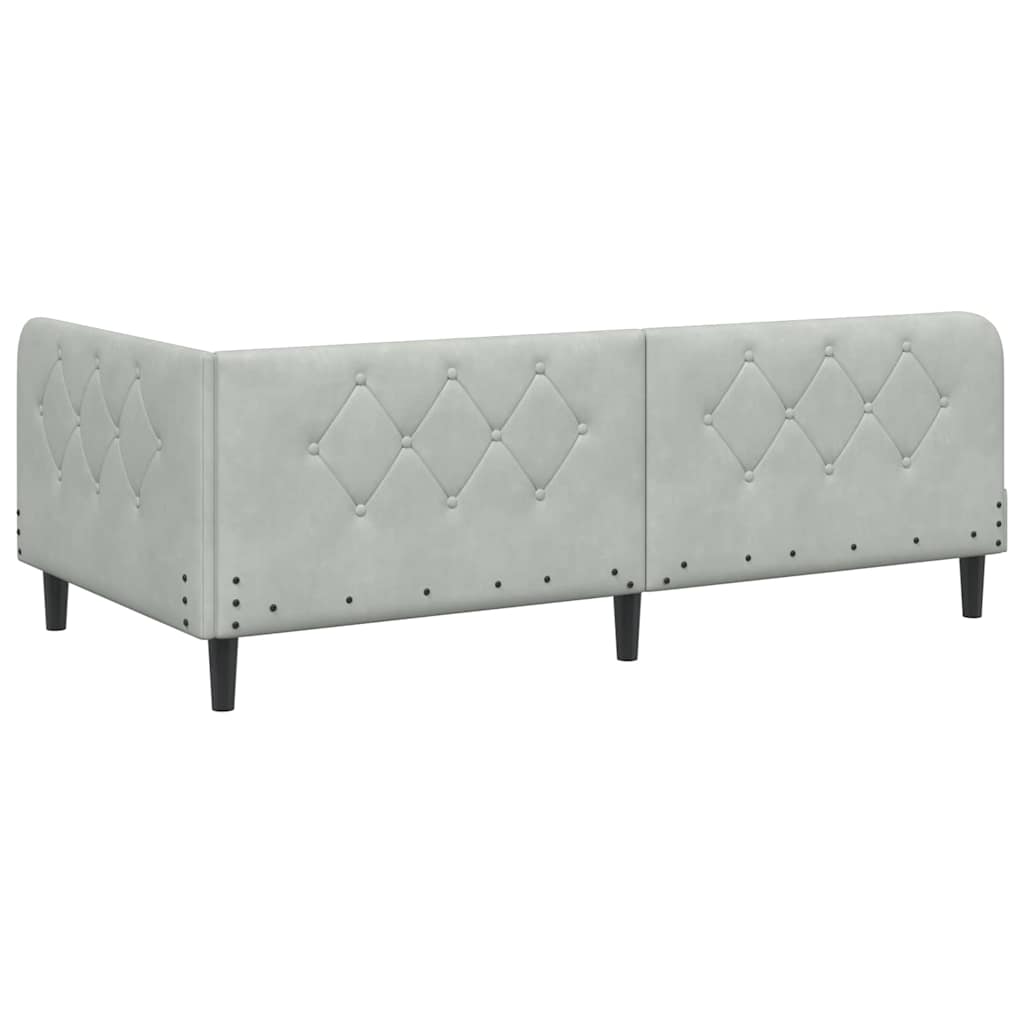 Corner Bed Frame Light Grey 90 X 190 Cm Velvet