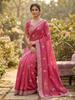 Pure Soft Gold Crush Saree with Cotton Thread & Sequins Embroidery | Designer Party Wear Saree with Unstitched Blouse